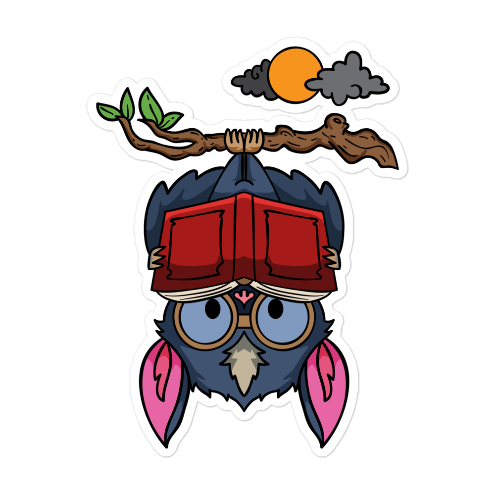 Bat Reading a Book Sticker