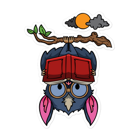Bat Reading a Book Sticker