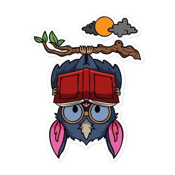 Bat Reading a Book Sticker