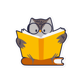 Owl Reading a Book Sticker