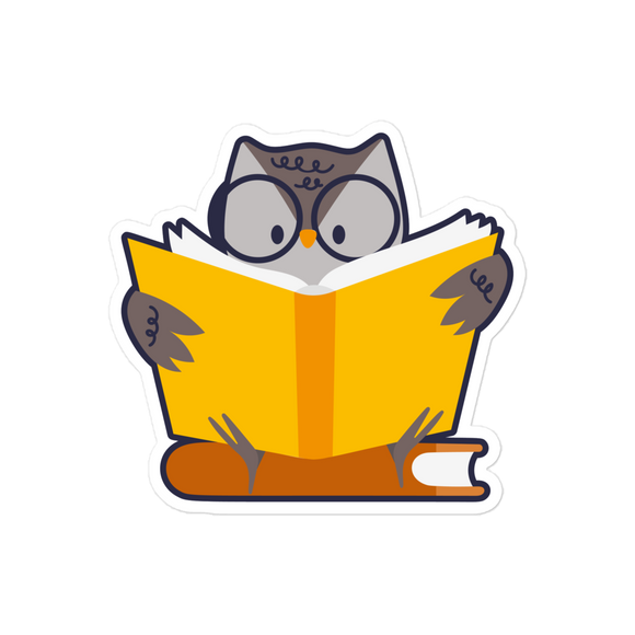 Owl Reading a Book Sticker