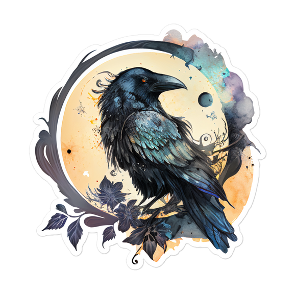 Raven in the Moonlight Sticker