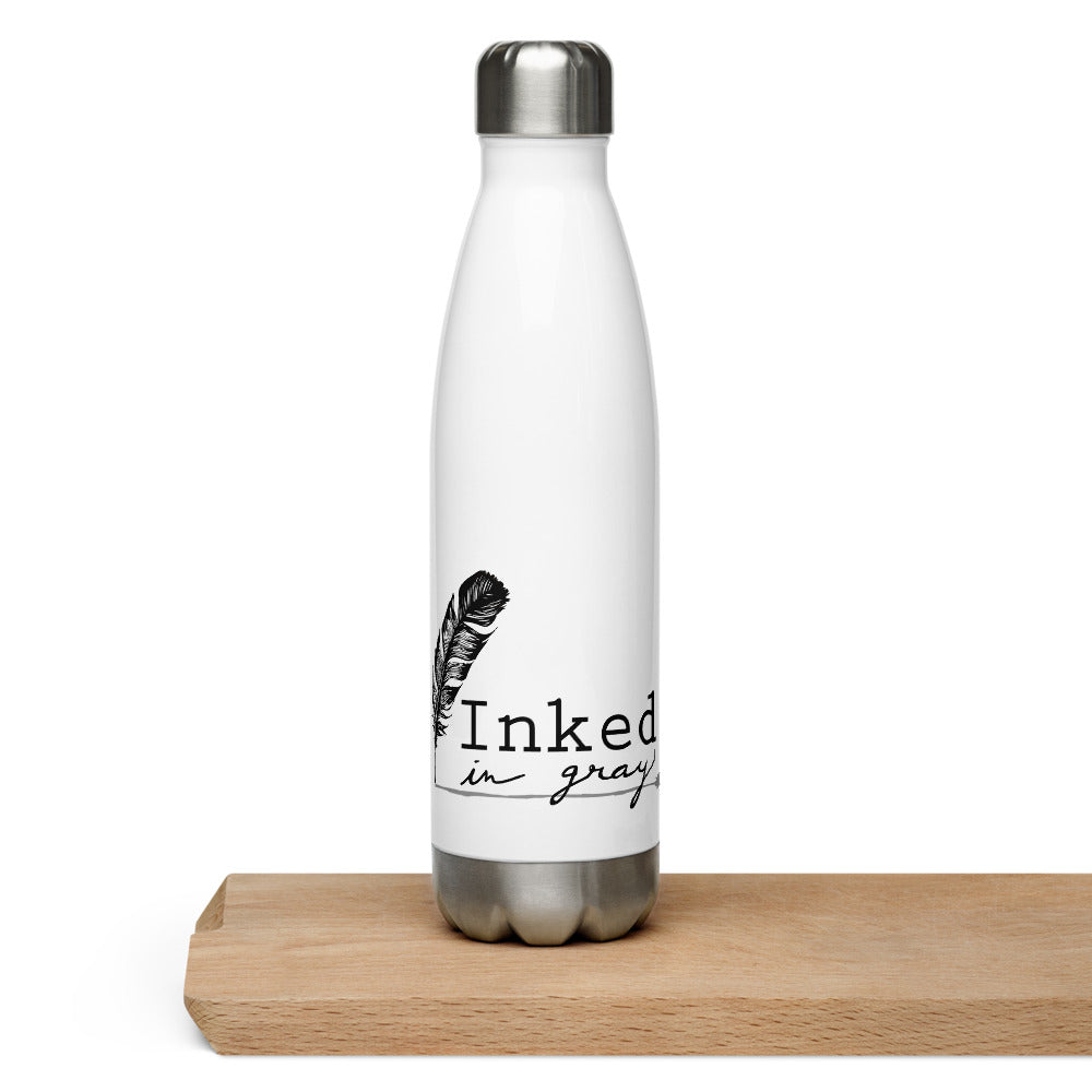 Inked in Gray Press Water Bottle